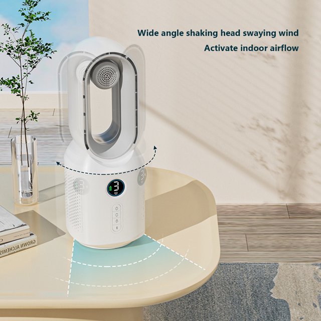 Ventilador de refrigeración por aire Ventilador de mesa silencioso sin aspas de 4000 mAh con regalo de luz de ambiente LED