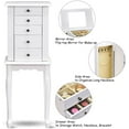 thumbnail image 5 of QRKD Jewelry Cabinet Armoire with Top Mirror, 5 Drawers, 2 Swing Doors, Wooden Jewelry Treasure Storage Chest with Large Storage, Standing Jewelry Organizer (White), 5 of 7