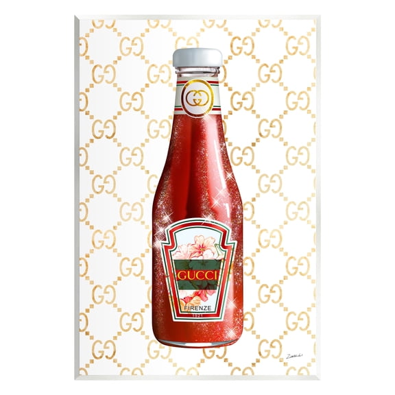 Stupell Industries Glam Kitchen Ketchup Bottle Patterned Condiment Motif Graphic Art Unframed Art Print Wall Art, Design by Ziwei Li