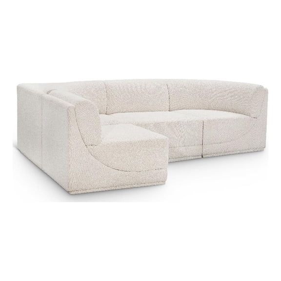 Meridian Furniture Ollie Cream Boucle Fabric Modular Sectional