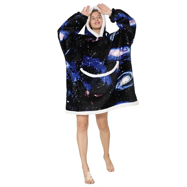 Sudadera con capucha de Sherpa para mujeres, hombres y adolescentes, manta usable de gran tamaño, manta gruesa y cálida, Sudadera con capucha grande