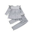 thumbnail image 5 of Qiylii Girls Solid Color Clothes Set, Fly Sleeve Pullover Top and Pants, 5 of 7
