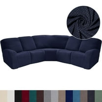 TOPCHANCES Stretch Recliner Sofa Slipcover for 5 Seat Recliner, 7-Piece Jacquard Sectional Couch Covers Furniture Protector ( Navy Blue )