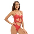 thumbnail image 6 of EFINNY Women's One Piece Swimsuits Sexy Cutout Halter Front Tie Knot Bathing Suit, 6 of 8