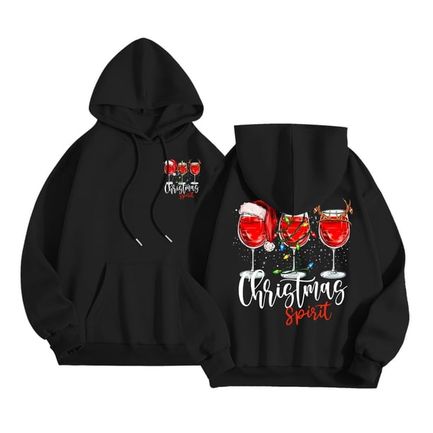 WILLBEST Sudadera de Mujer con Estampado de Letras, Sudadera con Capucha de Manga Larga y Bolsillos, Talla 45 Grande