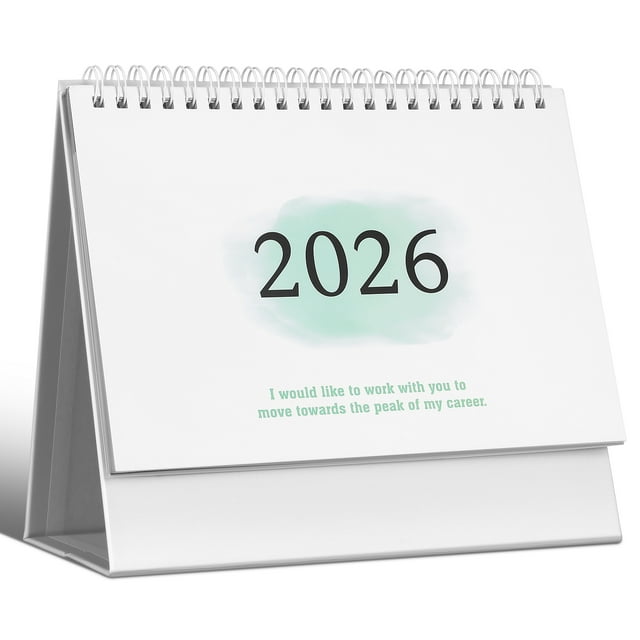 Mini calendario de escritorio pequeño, con tapa abatible, para planificar y organizar el día a día. Ideal para la oficina en casa o en cualquier lugar. Color verde claro.