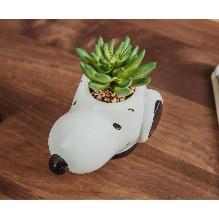 スヌーピーのビンテージセラミックプランターPeanuts Peanuts Snoopy Face Ceramic Mini Planter with Artificial