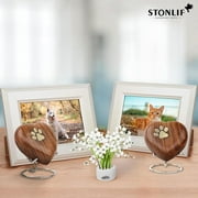 Classic Heart Shaped Rose Wood Pet Memorial Urn, Dog and Cat Urns for Ashes & Funeral Remains, Cremation Memorial Urn Keepsake with Stand, Decorative urn Box - 4 Inch from STONLIF