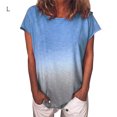 thumbnail image 1 of Electronicheart Special Gradient Color Print T-shirt Plus Size Women Summer Tops Plus Size Sky Blue L 1Set, 1 of 5