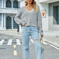 thumbnail image 4 of Lovskoo Sweaters for Women Casual Loose Long Sleeve Knitting Round Neck Sweater Blouse Tops Gray, 4 of 8