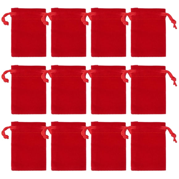 Bolsas de tela de terciopelo para joyas Nydotd, rojas, 7 x 5,4 cm (100 unidades)