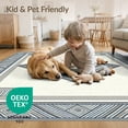 thumbnail image 4 of ODIKA 2'x3' Washable Accent Rug Farmhouse Symmetrical Motifs Faded Framing Neutral Geometric for Bedroom, Nursery, RV, Pet Friendly, Bedside Mat, 4 of 7