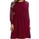 thumbnail image 1 of Vestido corto cuello redondo encaje empalme moda elegante mujer vestido casual para cumpleaños vino rojo XXL, 1 of 5