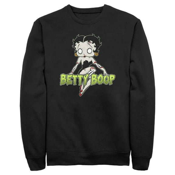 Men's Betty Boop Halloween Zombie Logo Sweatshirt Black Medium