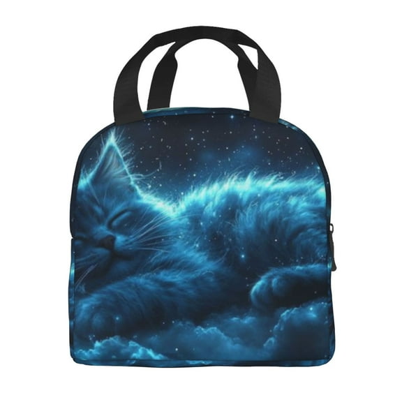 Portable Lunch Bag Insulated Sleeping Moon Stars Lunch Box Reusable Tote Bag Unisex For Work, Travel, Picnic, Office, Camping, Hiking, Picnic, Beach