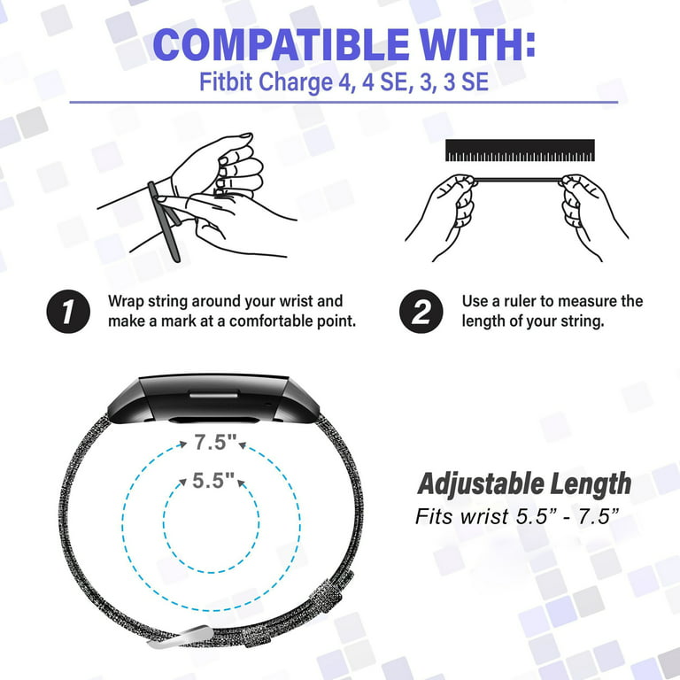 Insten Fabric Watch Band Fitbit SE, Men Charge 4 Compatible Lavender with Charge Fitness for Bands Tracker Women, 3 SE, Replacement 3, and and Charge Charge 4