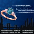 thumbnail image 2 of Gem Stone King 18K Rose Gold Plated Silver London Blue Topaz and Pink Lab Grown Diamond Engagement Ring for Women | 2.75 Cttw | Oval 9X7MM | Gemstone November Birthstone | Size 6, 2 of 6