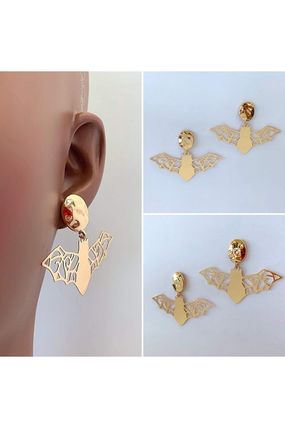Gothic Glam Bat Earrings