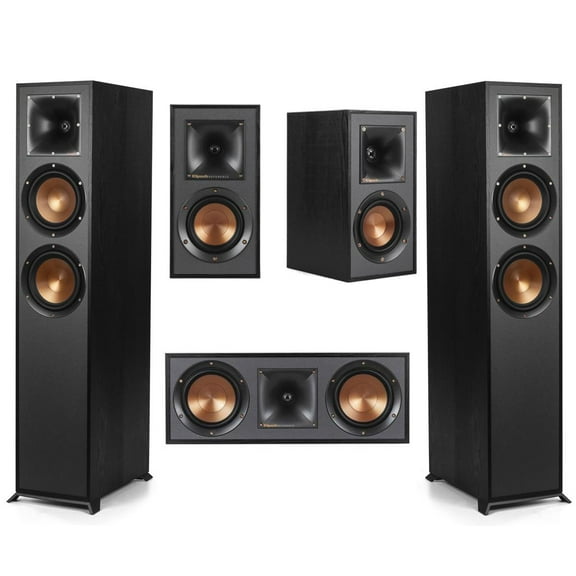 Klipsch Reference 5.0 Home Theater System Bundle with 2x R-620F Floorstanding Speaker, R-52C Center Channel Speaker, 2x R-41M Bookshelf Speaker, Black