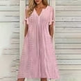 thumbnail image 2 of Daznico Robes Élégantes pour Femmes, Robe Unie avec Découpe Col en V Dentelle Longue Robe, Robes pour Femmes Cache Ventre, 2 of 4