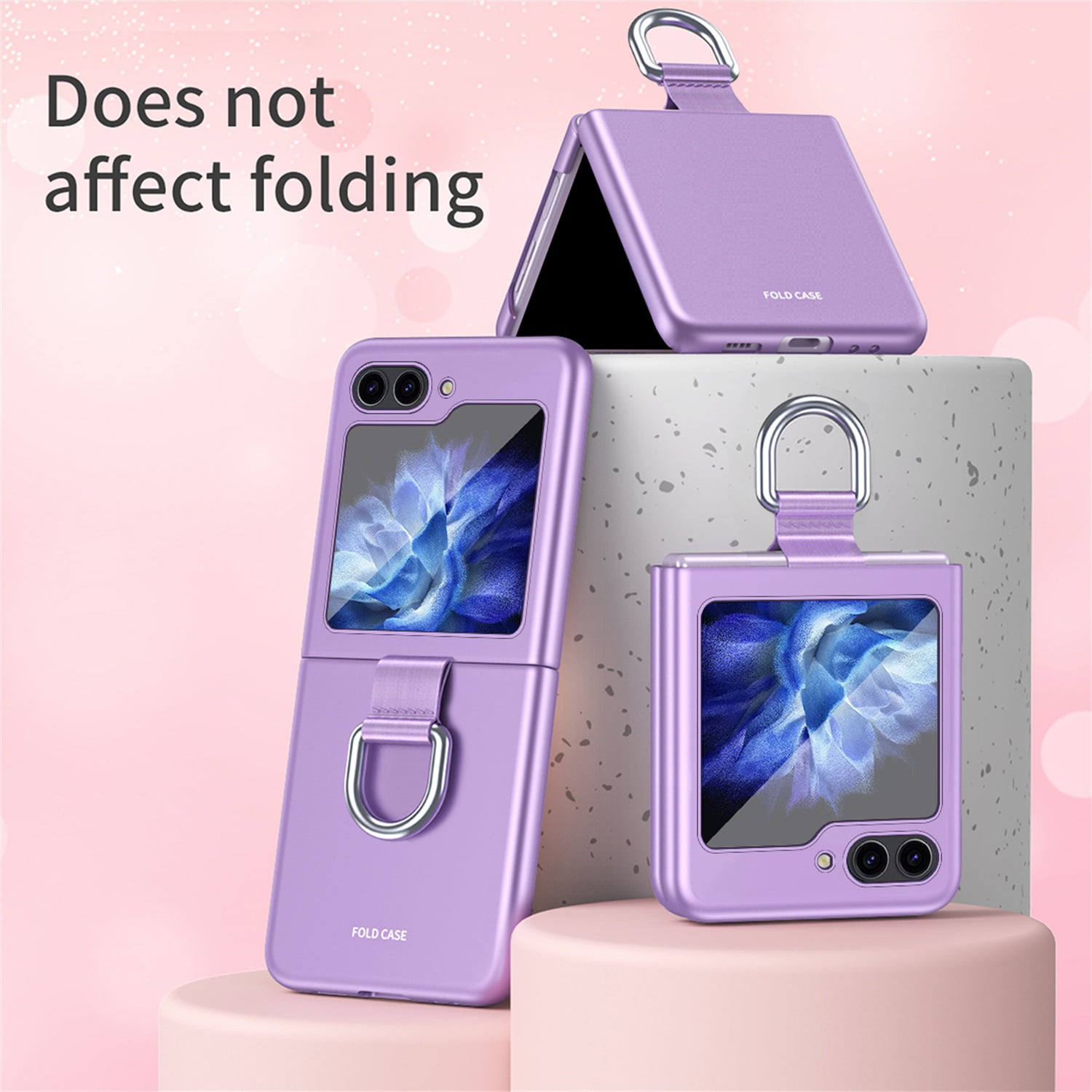 Tech Circle Case Compatible with Galaxy Z Flip 3 with Hinge Coverage ProtectionSafe to Hold with Metal Ring] [Built-in Small Screen Protector] for