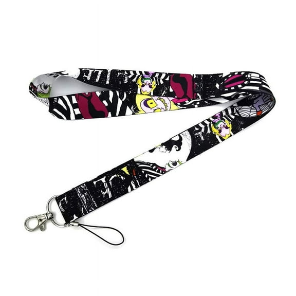 Anime Source Beetlejuice Horror Character Cartoon 90's Halloween Generation Lanyard Keychain ID Badge Holder