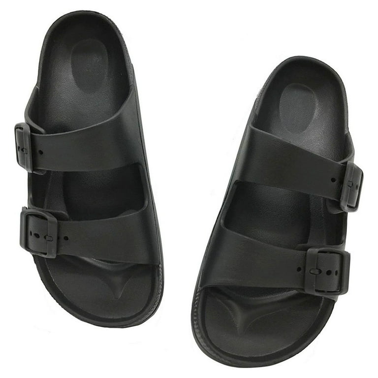 Women's lightweight comfort soft slides eva adjustable double buckle flat sandals cheap