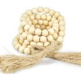 thumbnail image 2 of Yirtree Rustic Wooden Bead Garland with Linen Rope Tassels, 57 Inch Natural Decor, 2 of 8