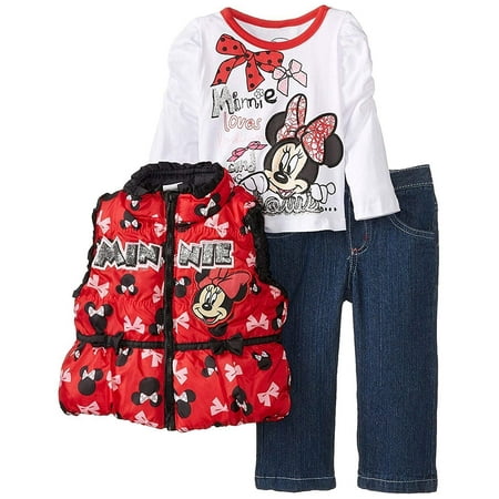 

Disney Baby Girls Minnie Mouse Infant Girls 3pc Vest Set Red 12Mos