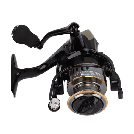 NFTIGB 5.2:1 Full Metal Spinning Fishing Reel HE3000, Sea Proof Casting Wheel for Freshwater Saltwater, Ambidextrous Lightweight Tackle, Black Gold Design