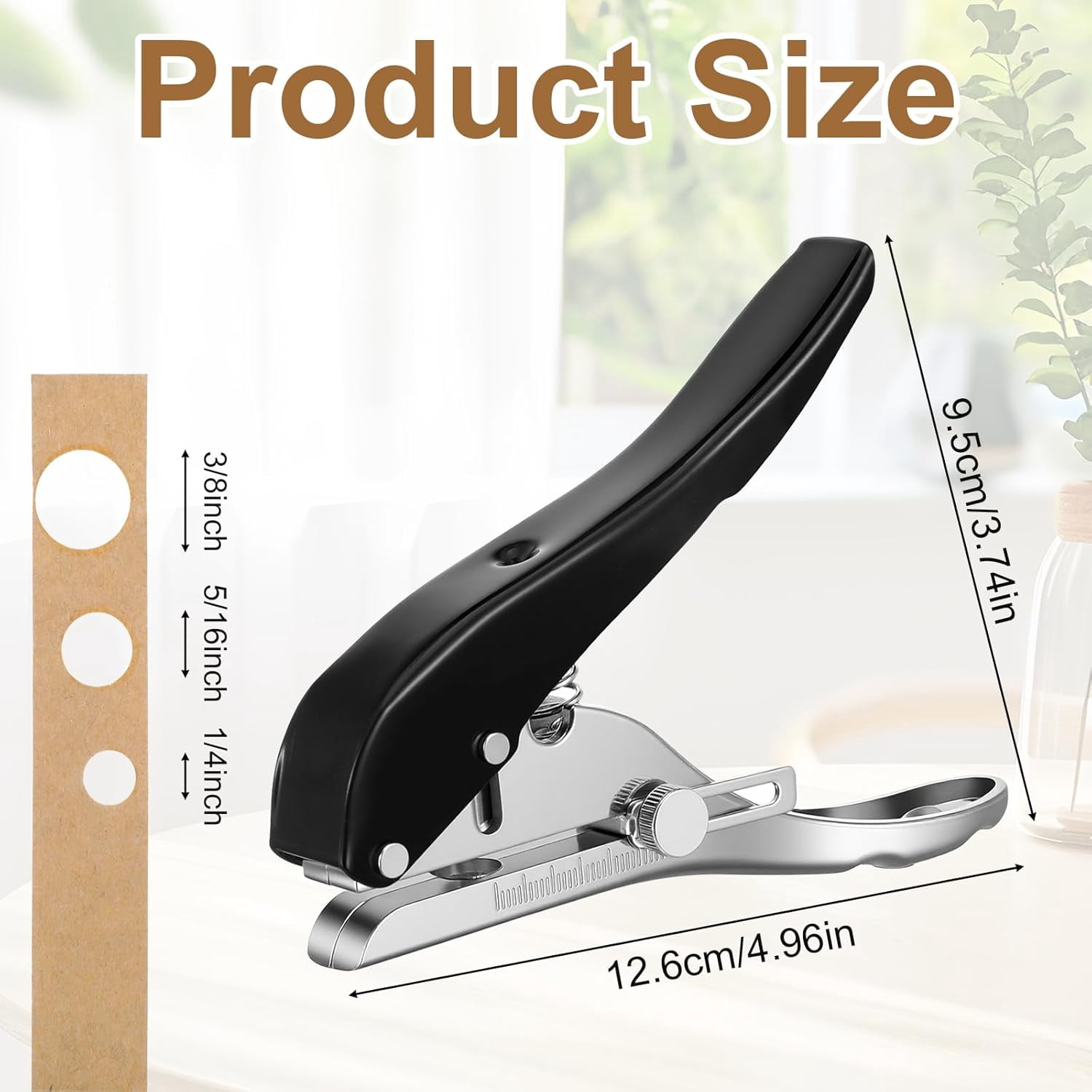 3 Pack Single Hole Punch 1/4 5/16 3/8 Inch Heavy Duty Hole Puncher Paper Punch Portable Hand Held Punches for Paper Cards Plastic Cardboard