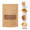 thumbnail image 3 of 75-Piece Bulk Heat-Sealable Kraft Paper Bags for Packaging - Food Grade Zip Stand Up Kraft Paper Bags with Window - Resealable Waxed Paper Bags for Selling Products (4 x 6 inches), 3 of 5