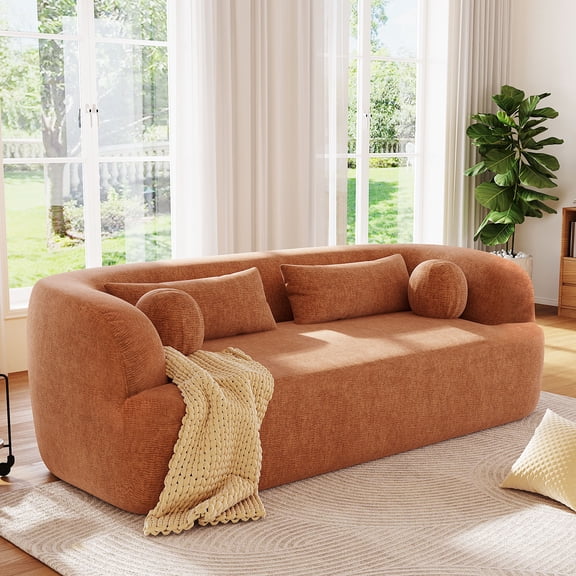 LiviNest No-Assembly Cloud Sofa: 0-Minute Setup Sofa - 86" Curved Chenille Couch with Pillows - High-Density Foam & Pocket Springs for Living Room & Apartment