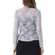 thumbnail image 3 of Cárdigan de encaje floral para mujer Inspire Chic con lazo en la parte delantera, dobladillo con volantes, bolero transparente corto, talla XS, gris polvo, 3 of 6
