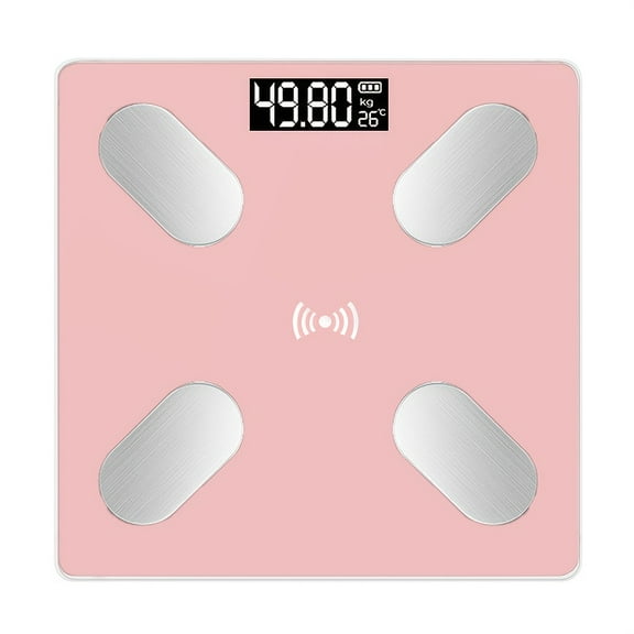 High Precision Digital Bathroom Scale with Large Tempered Glass Platform, Accurate LED Display & Temperature Reading. Switchable kg/lbs for Home, Gym, Dorm Use. Ideal Gift.(Pink)