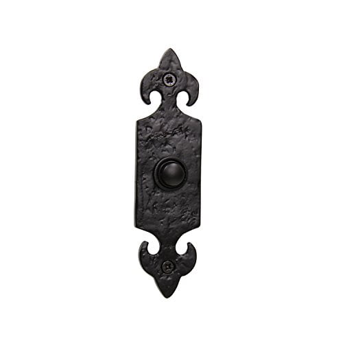 RCH Hardware Fancy Decorative Wrought Iron Bell Push, Black Matching Screws Included
