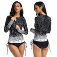 thumbnail image 1 of Lishi Geometric Print Rash Guard Two-Piece Swimsuit for Women, 1 of 5
