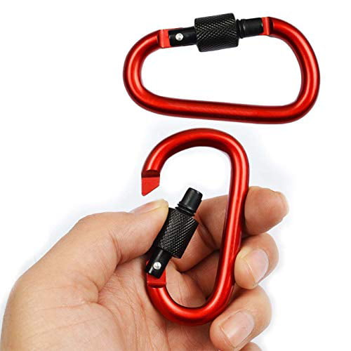 2pcs D-Ring Twist Lock Carabiner Aluminum Locking Hook Clip Camping Keychain 