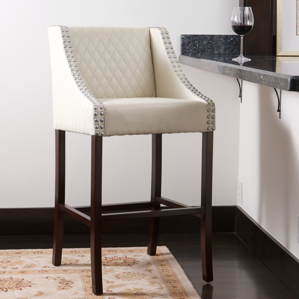 Farah Ivory Quilted Bonded Leather Bar Stool - Walmart.com - 
