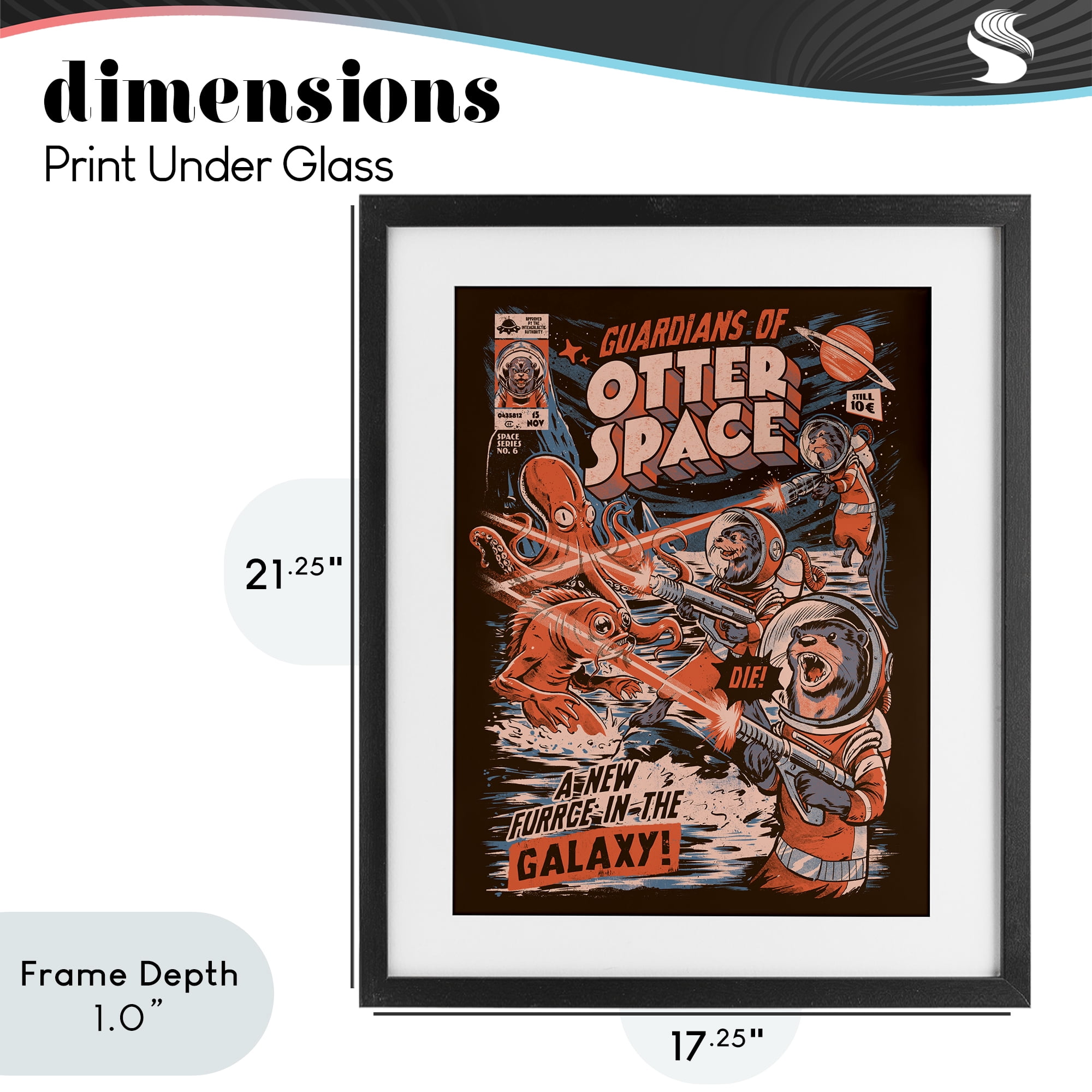 Stupell Industries Guardians Of Otter Space Retro Black Framed Print Under Glass, design by EduEly Designs
