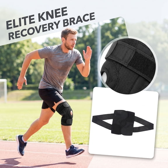 Men Women Sports Knee Brace, Breathable Mesh Adjustable Knee Support for Running Fitness Knee Recovery Black XL