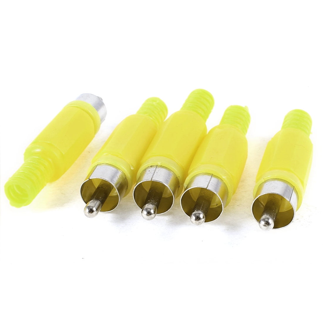 Yellow RCA Phono Male Plug Solder Audio Video Cable Adapter Connector 5