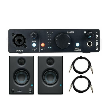 UPC: 0196271326007 | Arturia MiniFuse 1 Audio Interface (Black) with Near Field Studio Monitor (Pair) and TRS Cables