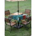 thumbnail image 3 of Outdoor Tablecloth with Umbrella Hole and Zipper, Oil Painting Square Table Cloth 60x60 Inch Waterproof Tablecloth, Colorful Modern Abstract Graffiti Art Picnic Table Cover for Patio Camping, 3 of 7