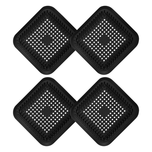 Unique Bargains Hair Drain Catcher, 5.71inch Tub Drain Covers Protector Square, Black 4Pack