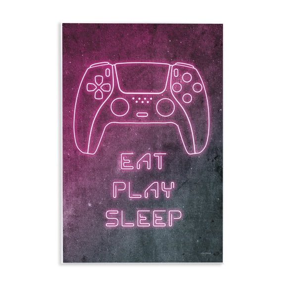 Stupell Industries Contemporary Eat Play Sleep Pink Gamer Wall Plaque Art, 13 x 19, by Mary Urban