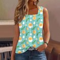 thumbnail image 2 of Women's Fashion Sexy Pleated Square Neck Easter Print Sleeveless Vest Top, 2 of 6
