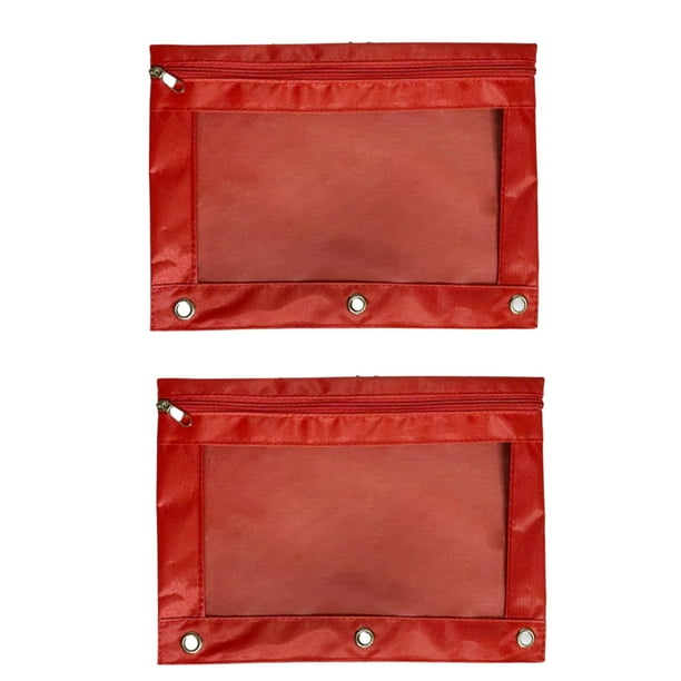 Estuche para lápices con 3 anillos, estuche para lápices con cremallera, estuche para cosméticos, estuche para bolígrafos con 3 agujeros, estuche de papelería de tela Oxford