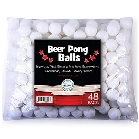 Beer Pong Plastic Balls Bulk - 48 Pack of Washable Ping Pong Balls for Beer Olympics Drinking Games Table Tenis Carnival Beer Pool Games White Color Ball 38 mm Party Decorations Indoor & (Best Ping Pong Balls)