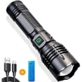 thumbnail image 1 of Linternas LED superbrillantes de 15000 lúmenes, linterna táctica recargable por USB de alta potencia con XHP99, 5 modos para acampar, senderismo, emergencias con bate UNOIU, 1 of 5